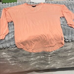 Spirit Jersey Peach V-Neck Women's Top with New York on the back